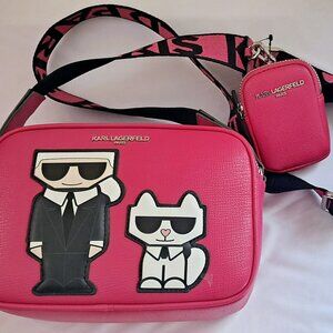 Karl Lagerfeld Paris Maybelle  Crossbody Fuschia. BNWT